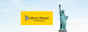 Liberty Mutual logo and stature